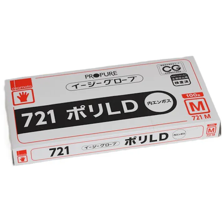 【CAINZ-DASH】オカモト食品衛生用品課 イージーグローブ721ポリLD内エンボス M (100枚入) 721M【別送品】