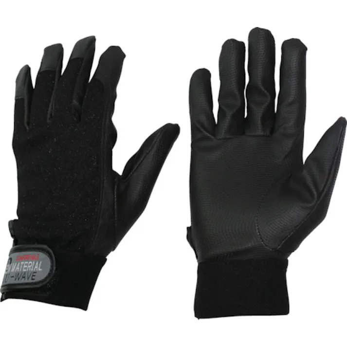 【CAINZ-DASH】おたふく手袋 ピーユーウェーブ ブラック L K-18-BK-L【別送品】