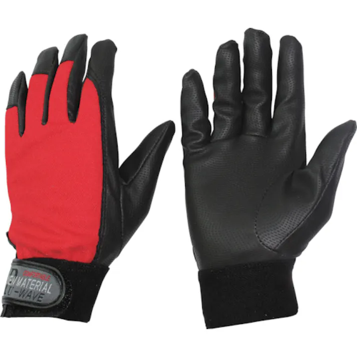 【CAINZ-DASH】おたふく手袋 ピーユーウェーブ レッド L K-18-RD-L【別送品】