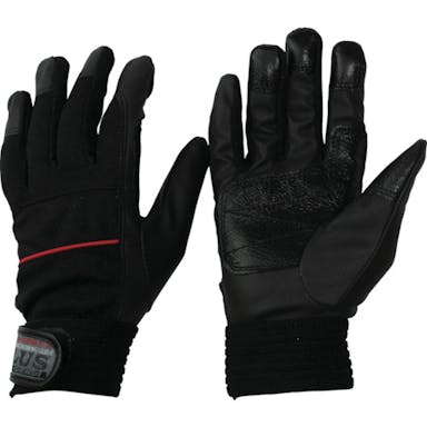 【CAINZ-DASH】おたふく手袋 合皮手袋　ピーユー・キングプラス　ブラック×レッド　Ｌ K-37-BK/RE-L【別送品】