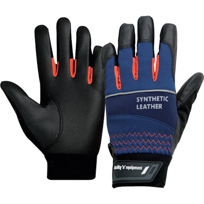 【CAINZ-DASH】おたふく手袋 標準作業用ＰＵ手袋　スタンダード　ブラック×ネイビー　ＬＬ K-82-BK/NV-LL【別送品】