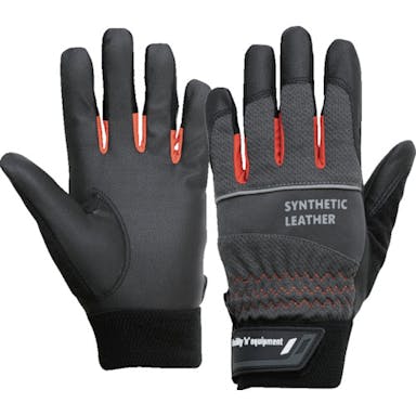 【CAINZ-DASH】おたふく手袋 標準作業用ＰＵ手袋　スタンダード　ブラック×グレー　Ｍ K-82-BK/GR-M【別送品】