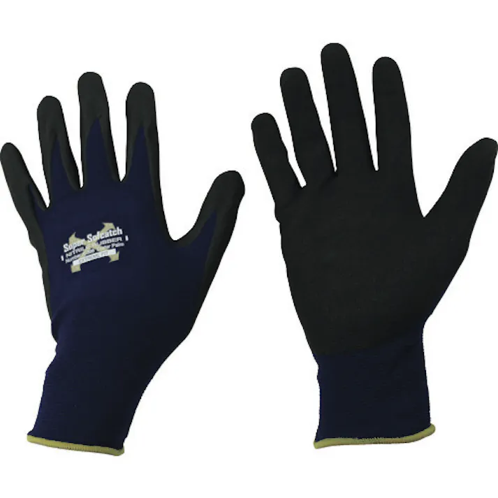 【CAINZ-DASH】おたふく手袋 ソフキャッチEXフィット ニトリルゴム クレーターパーム ネイビー LL A-398-NV-LL【別送品】