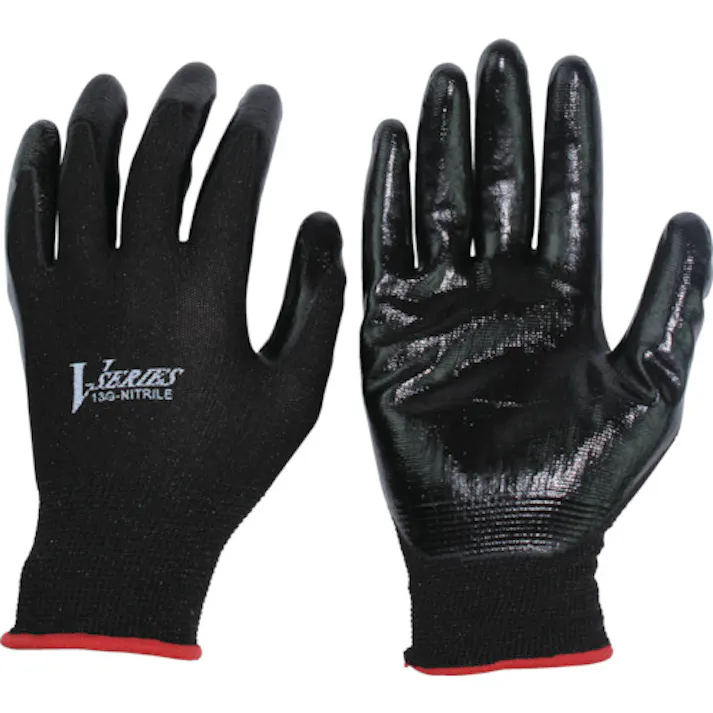 【CAINZ-DASH】おたふく手袋 ニトリル背抜き手袋 ブラック M A-32-BK-M【別送品】