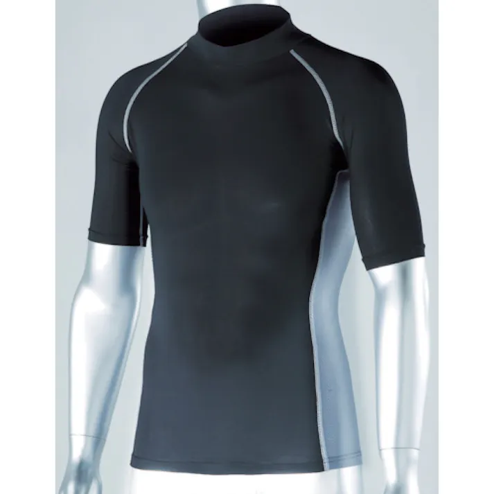 【CAINZ-DASH】おたふく手袋 冷感 消臭 パワーストレッチ半袖ハイネックシャツ ブラック M JW-624-BK-M【別送品】