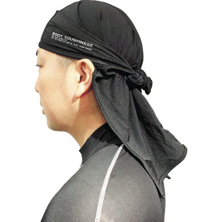 【CAINZ-DASH】おたふく手袋 冷感・消臭 パワーストレッチヘッドキャップ巻タイプ ブラック JW-612-BK【別送品】