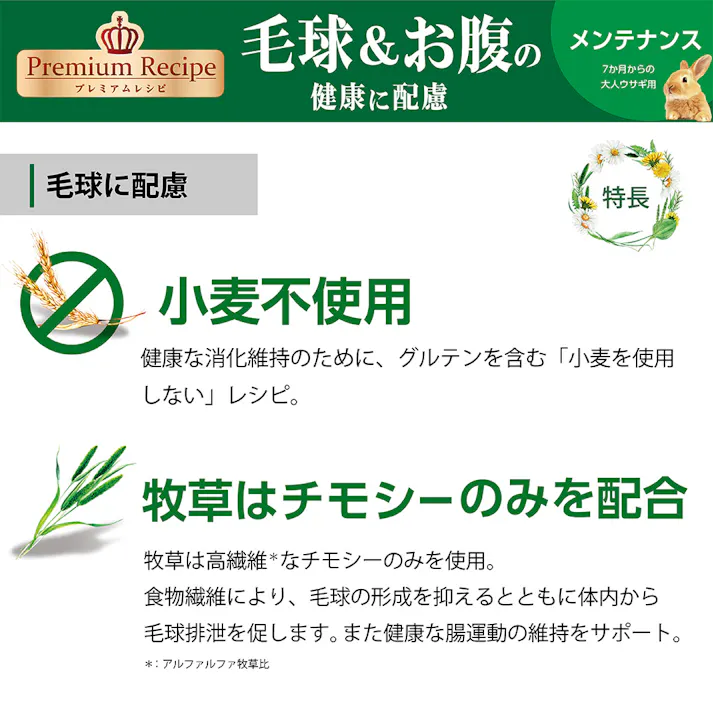 イースター プレミアムレシピ 毛球&お腹の健康に配慮 メンテナンス 7か月からの大人ウサギ用 225g×4袋