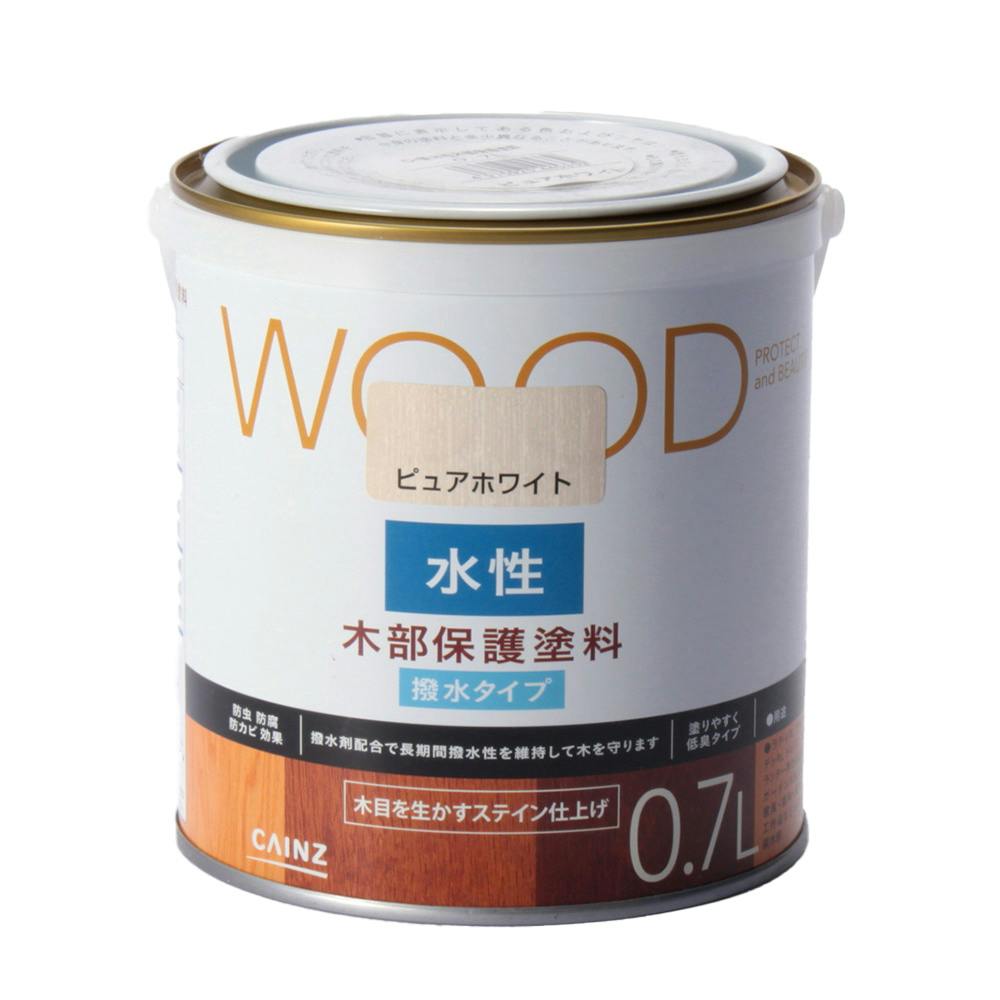 カインズ WOOD 水性 木部保護塗料 ピュアホワイト 0.7L | ペンキ（塗料