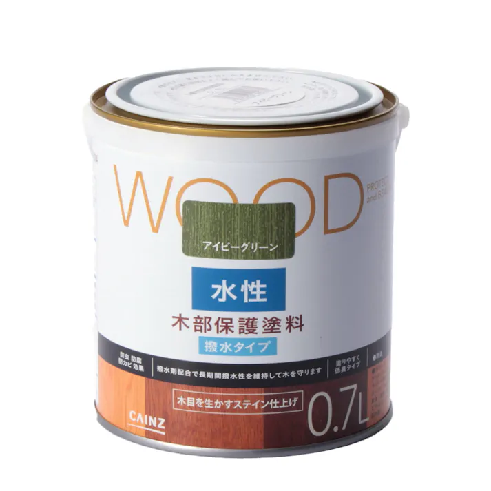 カインズ WOOD 水性 木部保護塗料 アイビーグリーン 0.7L