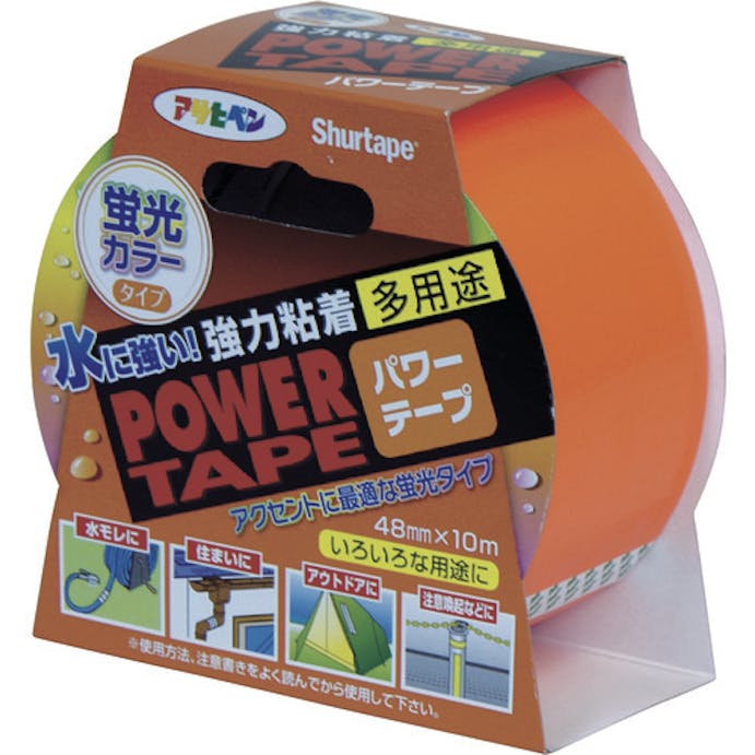 【CAINZ-DASH】アサヒペン パワー　カラーテープ　４８ｍｍ×１０ｍ　Ｔ１０６蛍光オレンジ 602725【別送品】