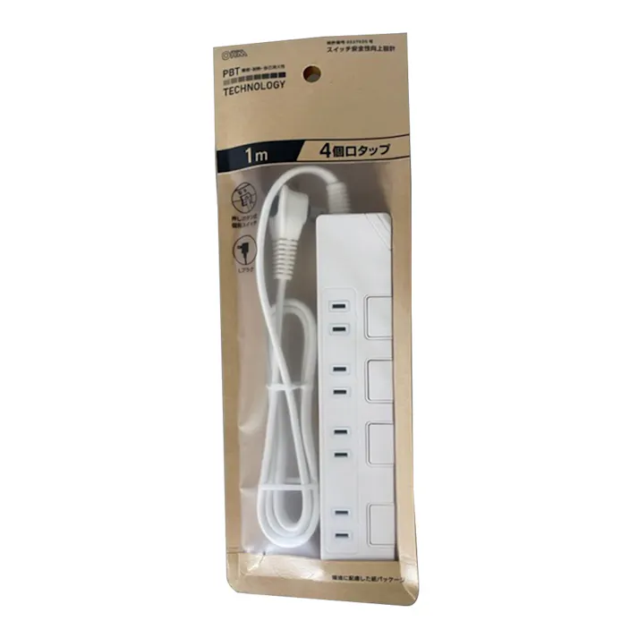 AC4個口スイッチタップ 1m ホワイト HS-TP41L-CA22