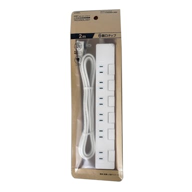 AC6個口スイッチタップ2m ホワイト HS-TP62L-CA22