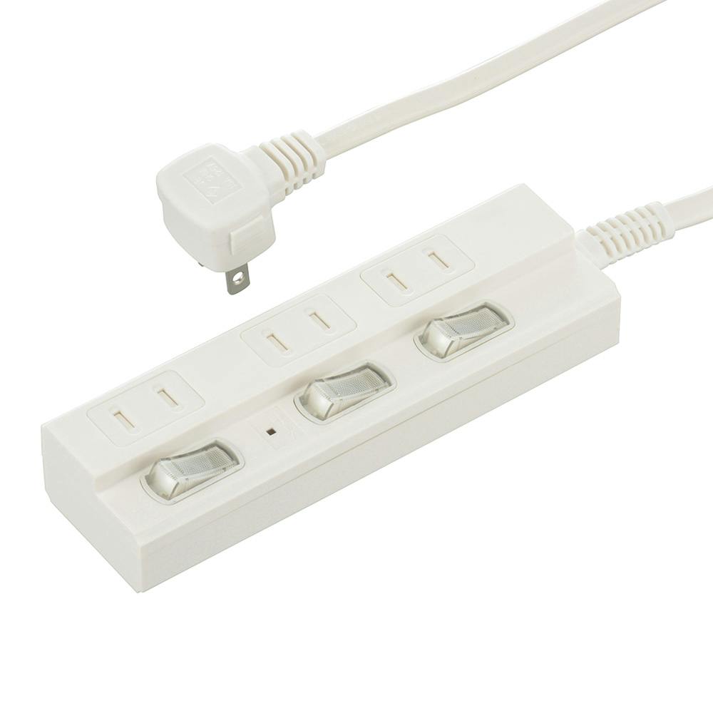 雷ガード付 AC3個口 節電スイッチタップ 3m ホワイト