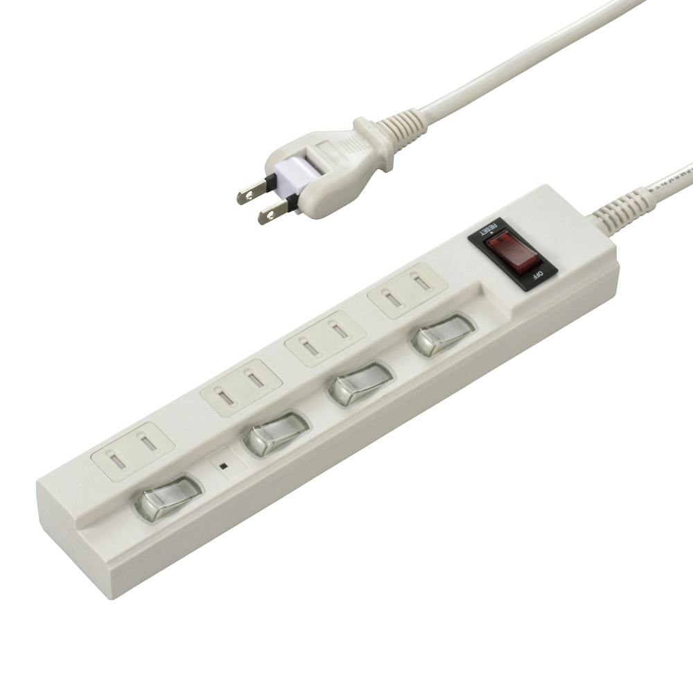 節電タップ 雷ガード ブレーカー付 4個口 2m HS-TPKV42W-22 電源ケーブル・延長コード 節電タップ 雷ガード ブレーカー付 4個口 2m HS-TPKV42W-22 電源ケーブル・延長コード