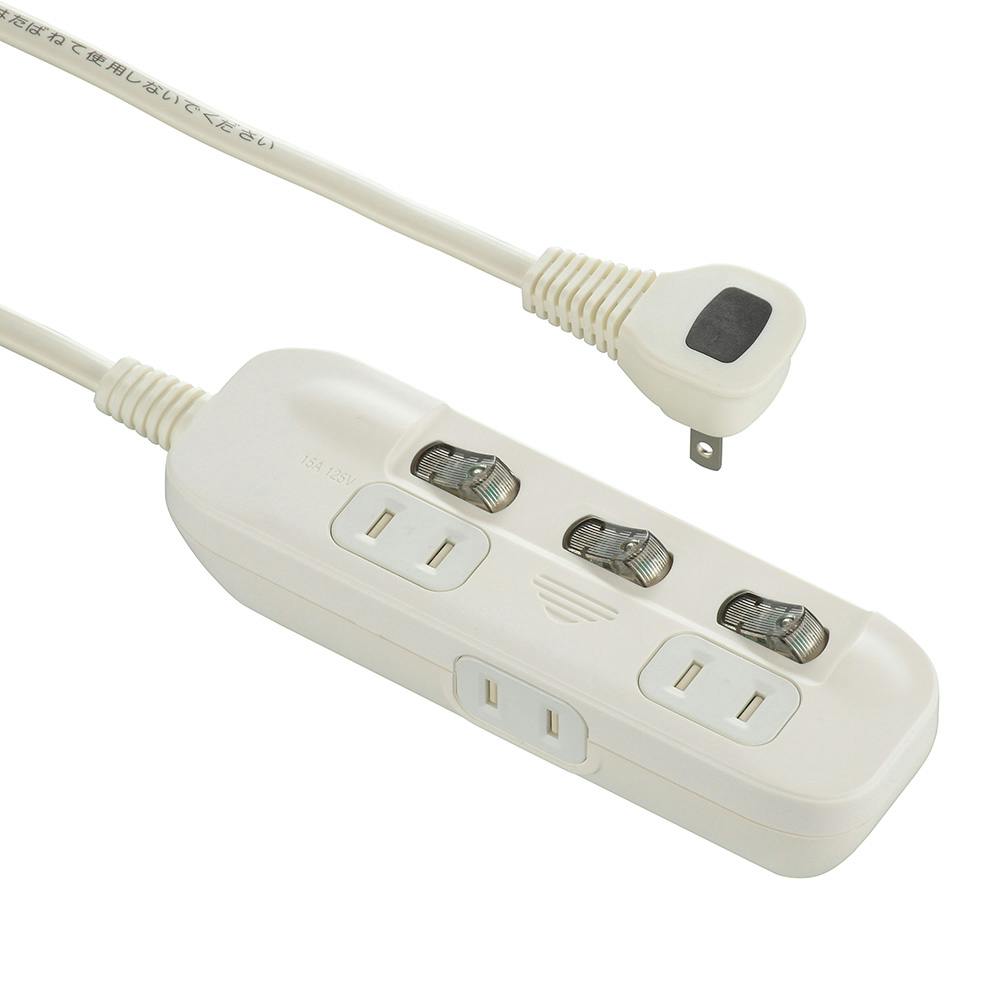 まいさん専用　2口 AC3個口 節電スイッチタップ 相互コンセント 2m ホワイト | AVパーツ