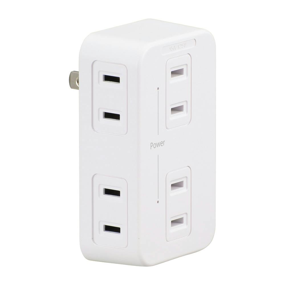 発煙ガード 安全タップ 6個口 白 HS-A6H-W