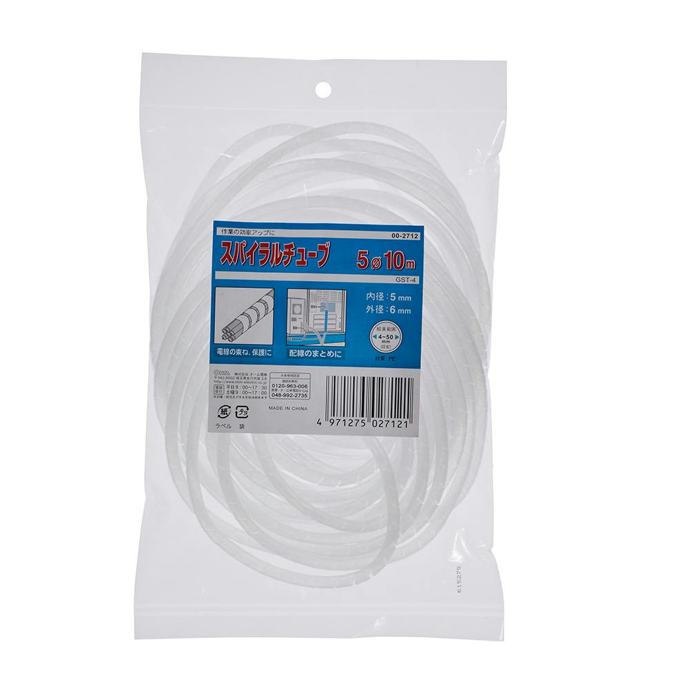 スパイラルチューブ 白 内径5mm 長さ10m GST-4 00-2712 | 接着