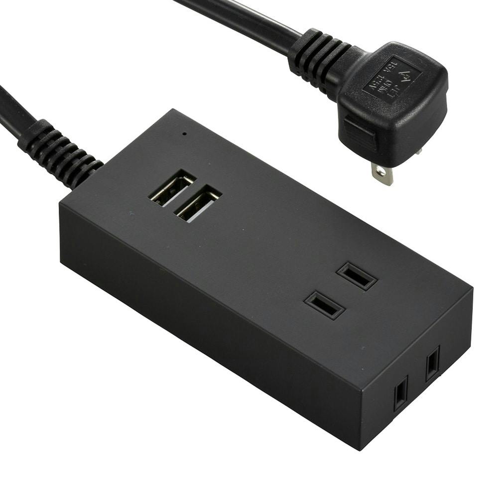 USBポート付安全タップ 2個口 1.5m 黒 HS-TU215M-K 00-4399(販売