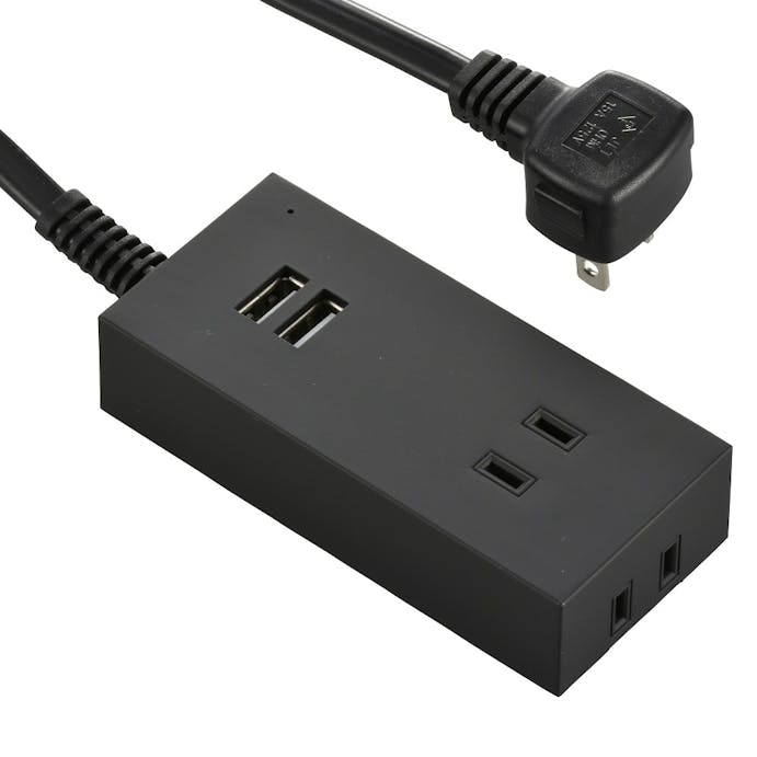 オーム電機 USBポート付安全タップ 2個口 1.5m 黒 HS-TU215M-K 00-4399