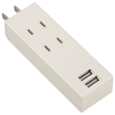 オーム電機 AC2口 USB付タップ HS-AU2W-CA