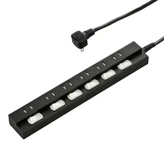 電源タップ 雷ガード 6個口 2m 黒 HS-TPK62PBT-K
