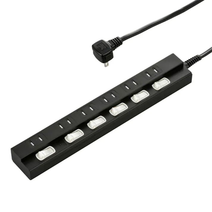 電源タップ 雷ガード 6個口 2m 黒 HS-TPK62PBT-K