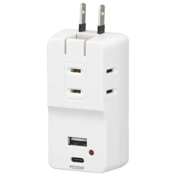 AC3個口 USB2個口タップ(PD対応) ホワイト HS-A3U1C1KE-W