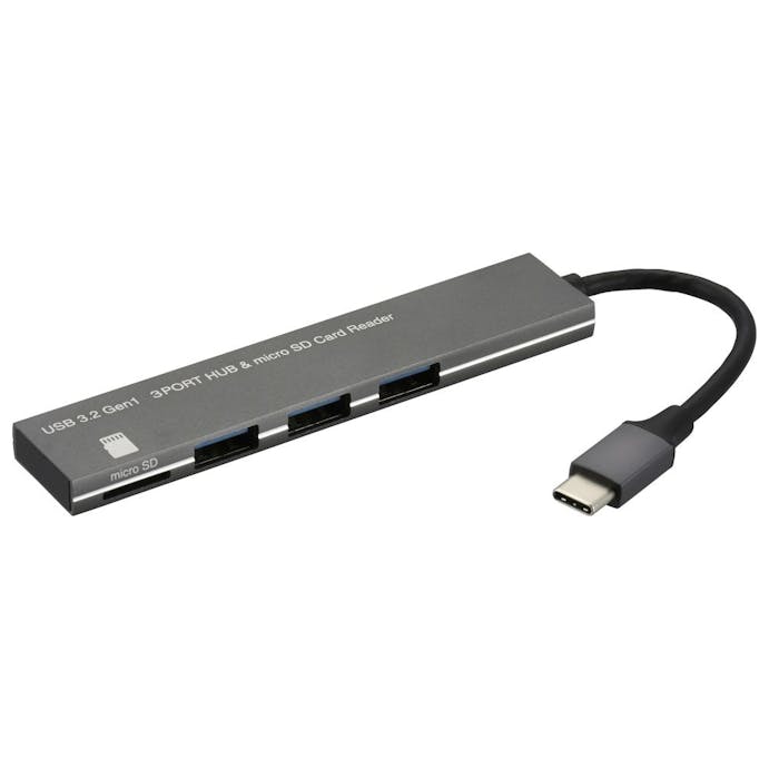 USBハブ 3ポート マイクロSDカードリーダー付き USB PC-SH3PC08-H