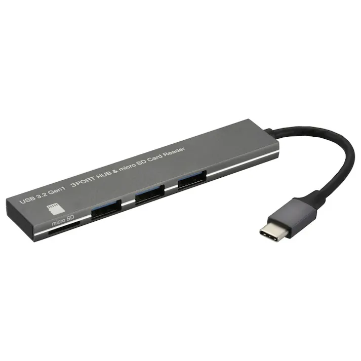 USBハブ 3ポート マイクロSDカードリーダー付き USB PC-SH3PC08-H