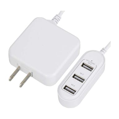 オーム電機 コード付きUSBアダプター USB3個口 1.2m ホワイト MAV-AUHBC34A-W(販売終了)