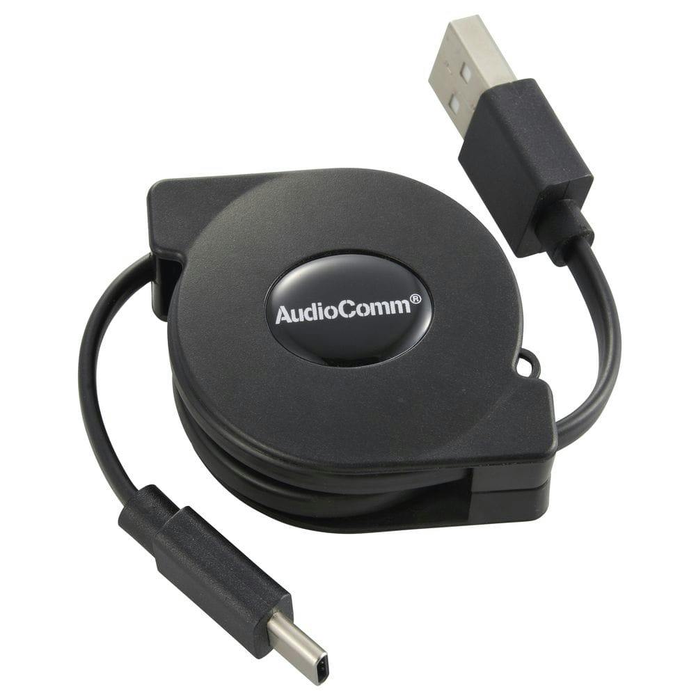 USBケーブル TypeC 0.8m 巻取 黒 SMT-L08MCA-K 01-7074