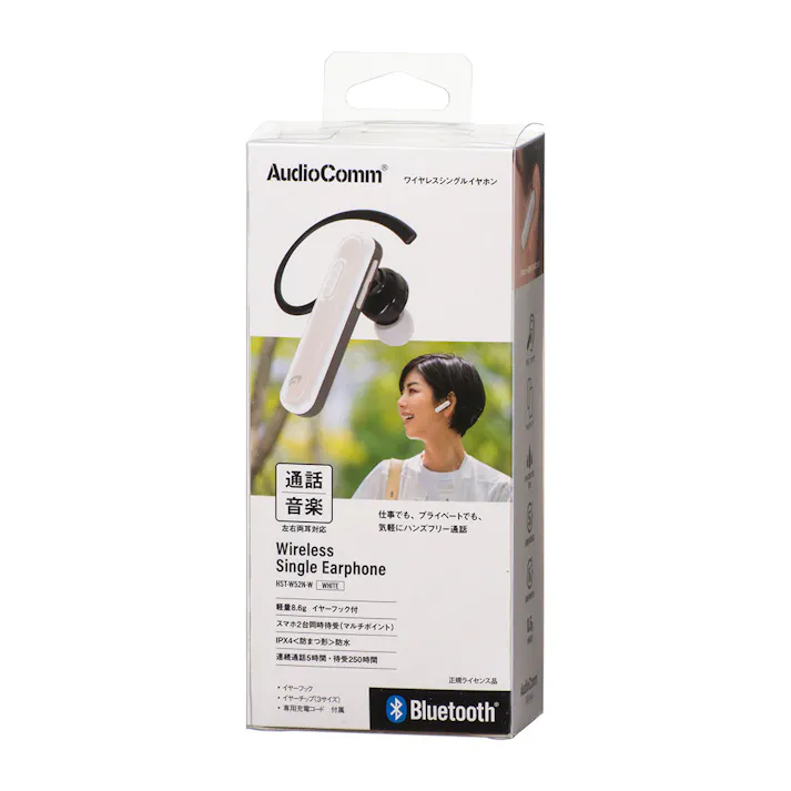 Audio Comm ワイヤレスシングルイヤホン 白 HST-W52N-W