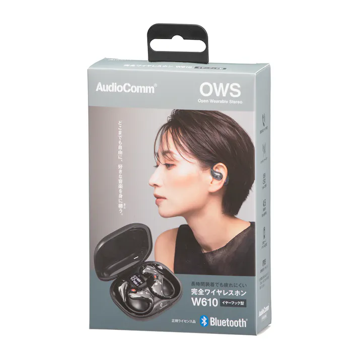 AudioComm 完全ワイヤレスイヤホン OWS イヤーフック ブラック HP-W610N-K