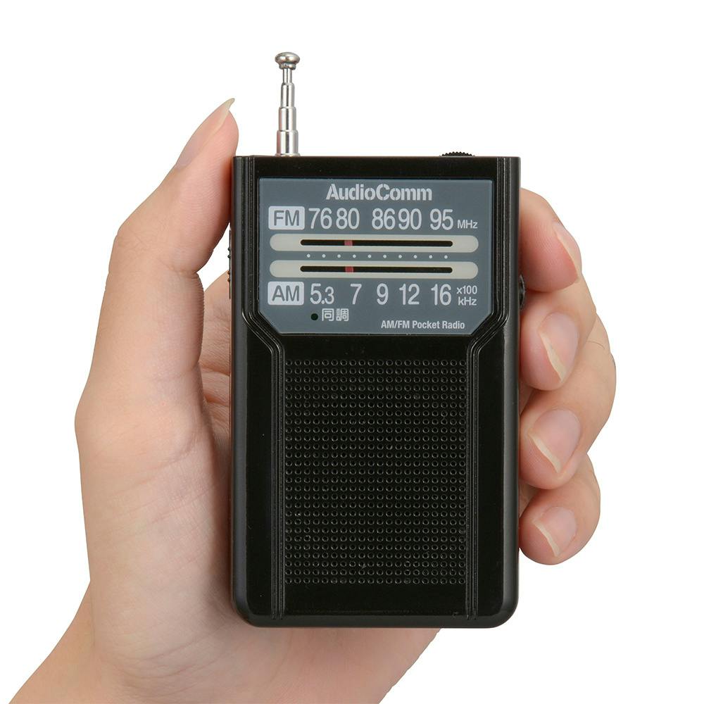 AudioComm ポケットラジオ ブラック RAD-P136N-K | テレビ・AV