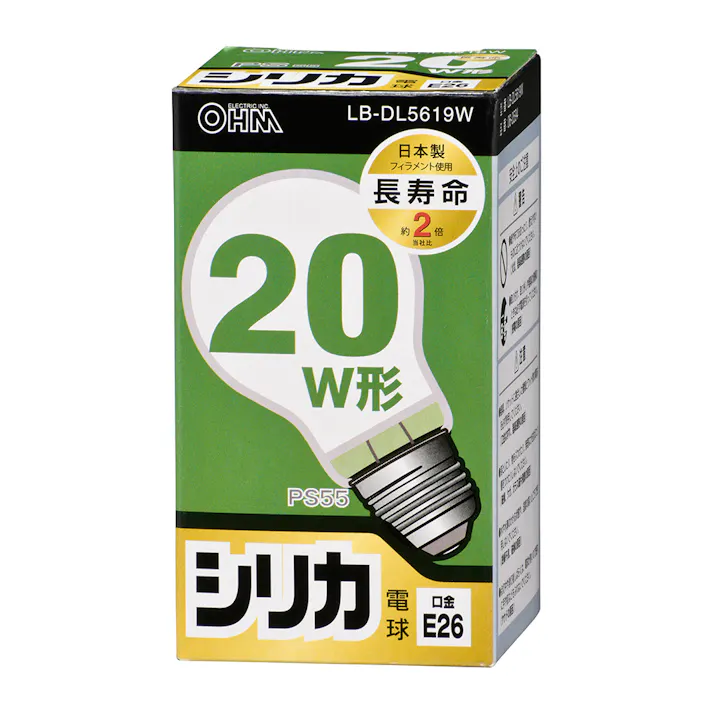 白熱電球 E26 20W形 シリカ 長寿命 LB-DL5619W