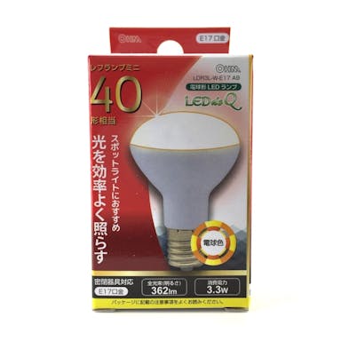 オーム電機 LED電球 ミニレフランプ形 E17 40形相当 電球色 LDR3L-W-E17 A9 06-0767