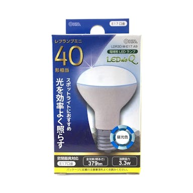 オーム電機 LED電球 ミニレフランプ形 E17 40形相当 昼光色 LDR3D-W-E17 A9