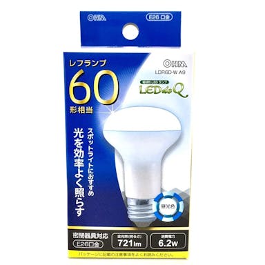 オーム電機 LED電球 レフランプ形 E26 60形相当 昼光色 LDR6D-W A9 06-077