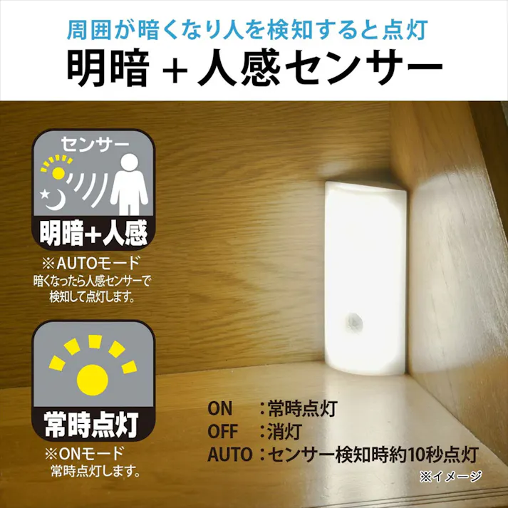 LEDセンサーライト 人感明暗センサー NIT-BLA6JCS-WN