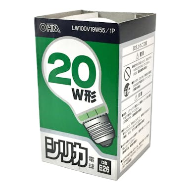 オーム電機 白熱電球 E26 20W形 ホワイト LW100V19W55/1P