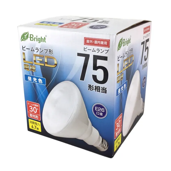 LED電球 ビームランプ形 E26 75形相当 6.7W 昼光色 散光形 屋内・屋外兼用 E-Bright LDR7D-W20/75W