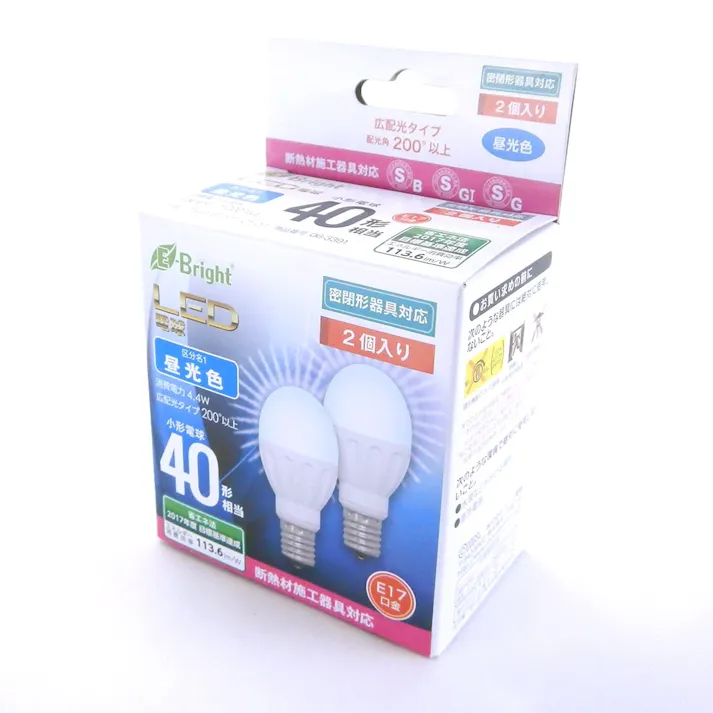 LED電球 小形 E17 40形相当 昼光色 2個入 LDA4D-G-E17