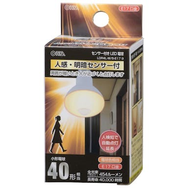 オーム電機 LED電球 レフランプ形 E17 40形相当 人感・明暗センサー付 電球色 LDR4L-W/S-E17 9 06-3413