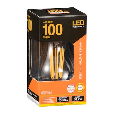 オーム電機 LED電球 フィラメントタイプ電球 E26 100形相当 電球色 06-3457 LDA10LC6