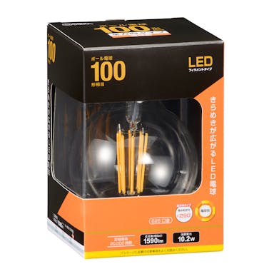 オーム電機 LED電球 フィラメント ボール電球 E26 100形相当 電球色 LDG10L C6 06-3458