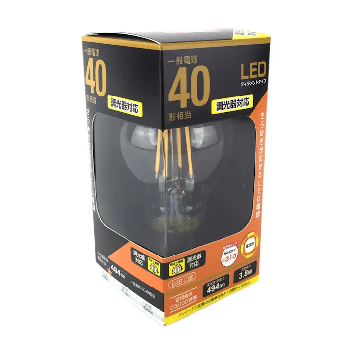 LED電球 フィラメント E26 40形相当 調光器対応 LDA4L/D C6 06-3