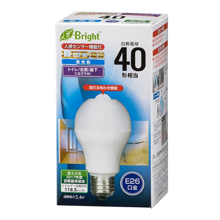 LED電球 E26 40形相当 人感明暗センサー付 昼光色 LDA5D-H R21 06-3592(販売終了)