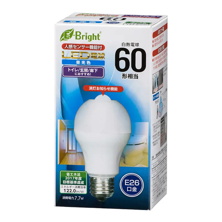 LED電球 E26 60形相当 人感明暗センサー付 昼光色 LDA8D-H R21 06-3594(販売終了)