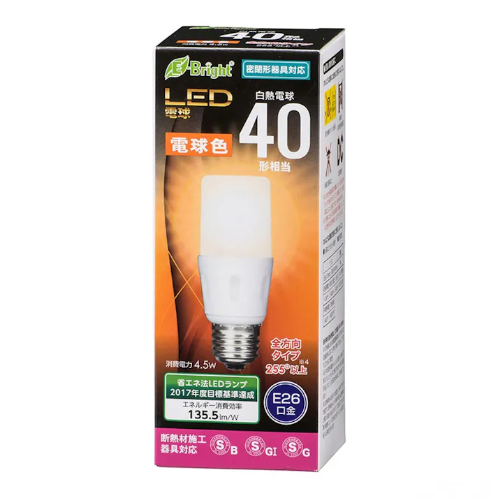 LED電球 T形 E26 40形相当 電球色 LDT5L-G IS21 06-3609