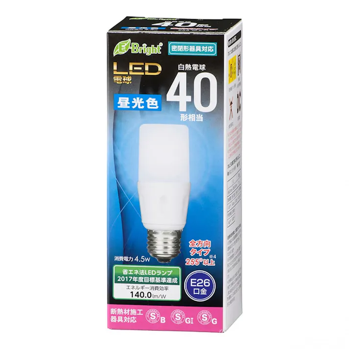 LED電球 T形 E26 40形相当 昼光色 LDT5D-G IS21 06-3610